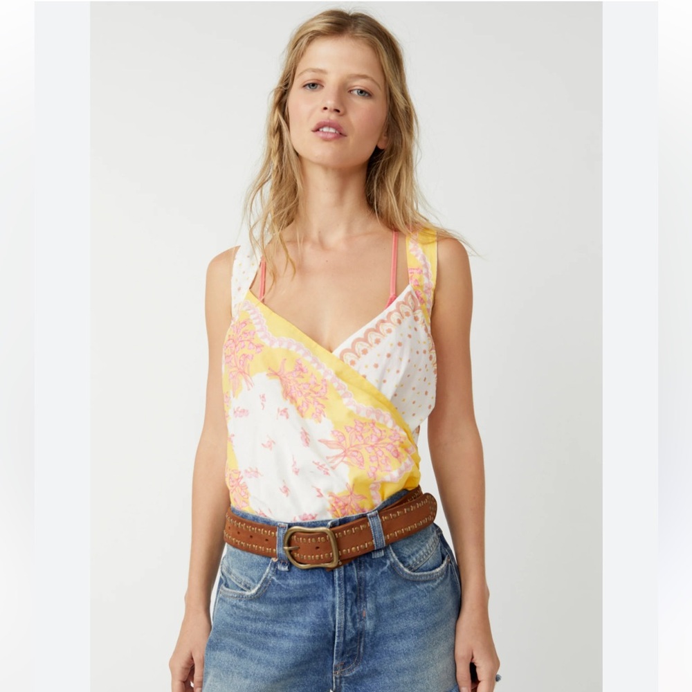 FREE PEOPLE NEW sweet thing bodysuit -marigold combo -small